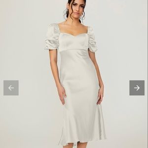 Silky Satin White Midi Dress